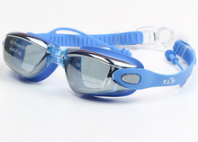 Load image into Gallery viewer, Pro Adjustable HD Anti-Fog Swim Goggles with Attached Earplugs
