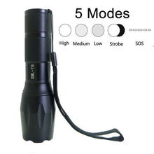 Load image into Gallery viewer, Tactical 5 Modes Zoomable LED Flashlight