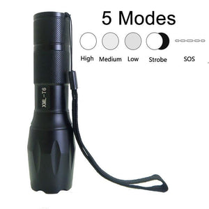 Tactical 5 Modes Zoomable LED Flashlight