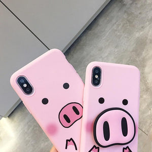 Cute Piggy Nose PopSocket Case for iPhones