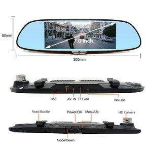 HD Dash Cam Rear View Mirror 1080p Display