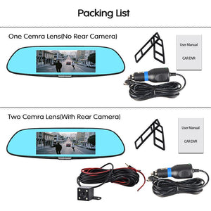 HD Dash Cam Rear View Mirror 1080p Display