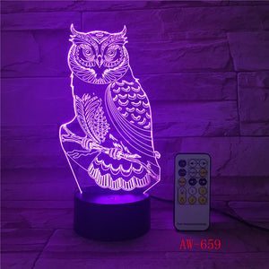 3D LED Night Lights Spiritual Owl Lamp