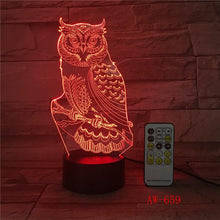 Load image into Gallery viewer, 3D LED Night Lights Spiritual Owl Lamp