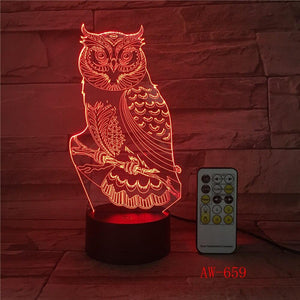 3D LED Night Lights Spiritual Owl Lamp